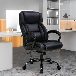 Big and Tall Office Chair 500lbs Wide Seat Heavy Massage Duty PU Leather Chair - Picture 1 of 13
