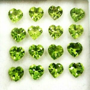 Peridot 6x6 MM Heart Faceted Cut August Birthstone Loose Gemstone 50 Pieces Lot