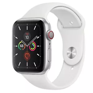 Apple Watch Series 5 44 mm GPS Celular Desbloqueado Estuche Plateado/Blanco Sp Excelente - Imagen 1 de 5