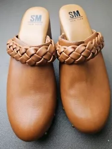 Zoccoli SM New York vegani pelle di cervo slip on borchie taglia 8 classici boho chic - Foto 1 di 6