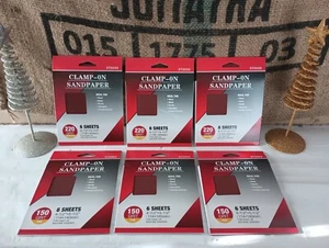 36 MIXPACK - 4,5 x 5,5 Zoll Handflächenschleifer 1/4 Zoll Blatt Klemme auf Schleifpapier - 150 & 220 KÖRNUNG - Bild 1 von 9