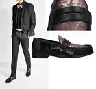 DOLCE & GABBANA SHOES MENS BLACK COPPER SEQUIN LEATHER LOAFERS $1,475 US 9.5