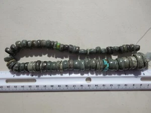 834 TURQUOISE, ELY GREENSTONE & APACHE GOLD BEADS. HAND ROLLED EX OLD ROCK SHOP - Picture 1 of 4
