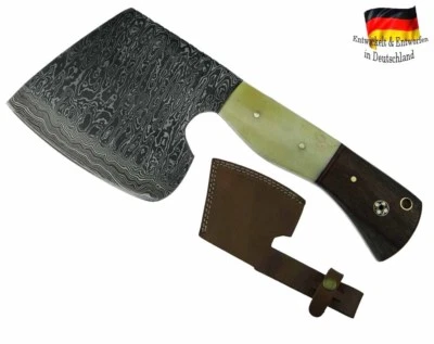 Damast Stahl Axt handgeschmiedet Beil Fleischerbeil Wikinger Fleisch-Messer - Bild 1 von 4