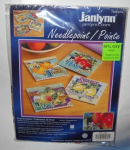 2006 Janlynn #023-0470 FRUIT COASTERS Set Of 4 Needlepoint Kit New Old Stock - Picture 1 of 4