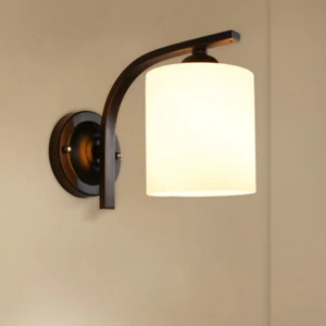 Modern Cylinder Glass Wall Light Sconce Lighting Lamp Fixture Bedroom Home Decor - Picture 1 of 9