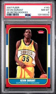Kevin Durant KD 2007 Fleer '86 Retro Rookie RC #143 PSA 8 ¡Como nuevo Rockets Hof! Foto 1 de 2
