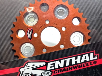 Задняя звездочка Renthal оранжевая алюминиевая 38T 2009-2013 KTM SX50 480–415-38P-OR - Изображение 1 из 4