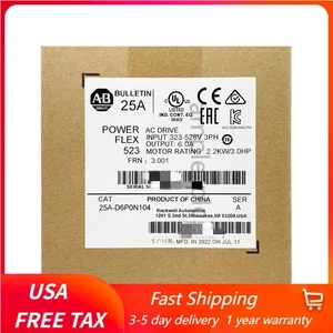 Unidad de CA AB 25A-D6P0N104 PowerFlex 523 6A 3HP NUEVA sellada 25AD6P0N104 EE. UU. Free Tax - Imagen 1 de 3
