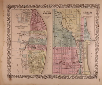 1857 Map of the Cities of St. Louis & Chicago by J.H. Colton (15x18)-#54 - Image 1 of 2