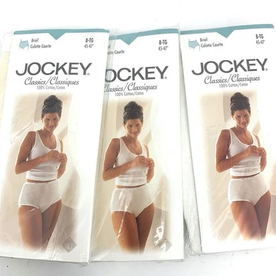 Lote de 3 pares de calzoncillos vintage Jockey para mujer 100 % algodón talla 8TG Foto 1 de 3