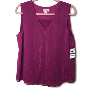 Maison Jules V Neck Sleeveless Blouse with buttons - Picture 1 of 7
