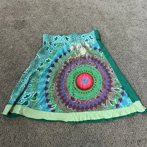 Desigual Cotton Knee Length Wearable Art Skirt Sze Med Made in embroidered - Picture 1 of 6
