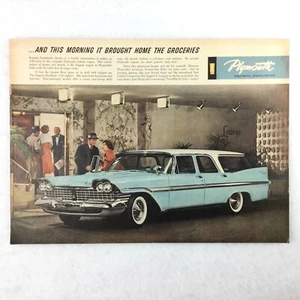 1959 PLYMOUTH Station Wagon VINTAGE AD Advertisement family car automobile AQUA - Picture 1 of 1