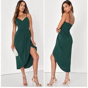 NWT Lulus Reinette Dark Green Midi Dress Size Large - Picture 1 of 6