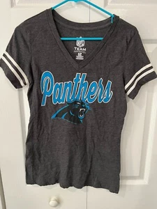 NFL Womens Carolina Panthers Gray V-Neck T-Shirt Short Sleeve Small- Gently Used - Picture 1 of 2