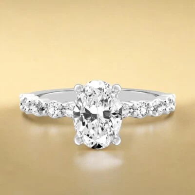 Lab Created 1.60 Ct Oval IGI Certified Diamond Engagement Ring in 14K White Gold - Image 1 of 4