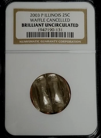 2003-P Illonois Statehood Quarter NGC Waffled Canceled Brilliant Uncirculated Cover