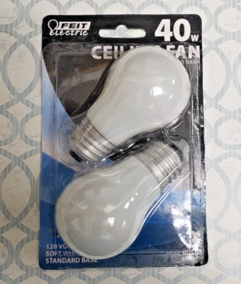 FEIT ELECTRIC BP40A15/W/CF/2 CEILING FAN LIGHT BULB 40W 120V SOFT WHITE - Image 1 of 2