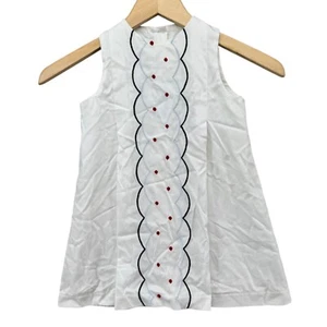 Bella Bliss Embroidered Shift Dress Girls White Blue Red Sleeveless Cotton Sz 4 - Picture 1 of 11