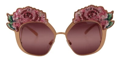 Óculos de sol Dolce & Gabbana DG2202 bordado de lantejoulas rosa ouro rosa RRP 1130usd - Imagem 1 de 4