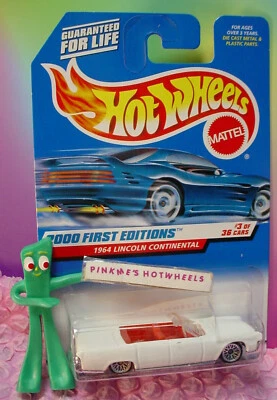 2000 #3 FE Hot Wheels 1964 LINCOLN CONTINENTAL #63☆ white;red☆First Editions - Image 1 of 2