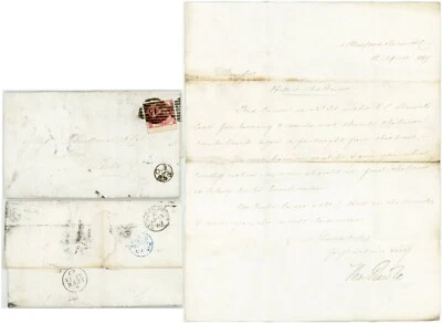 1867 COVER +LETTER RAILWAY NW RPO E 1d + 2d LATE FEE SG92 + MISSENT STOKE + LEEK - Image 1 of 4