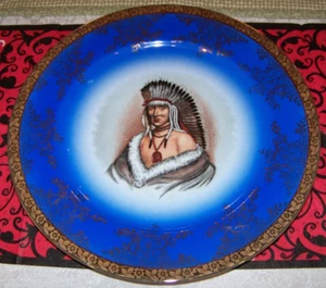 Wonderful Decorative Portrait Dinner Size Plate w/ Blue and Gold Trim - Picture 1 of 2