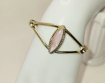 Vintage Mauve Mother of Pearl Cuff Bracelet Sterling Silver Alpaca Mexico 6"x1" - Image 1 of 4