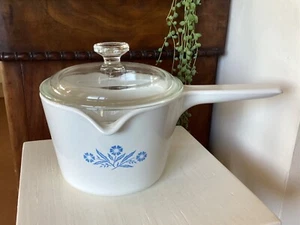 Vintage Blue White Corning Ware Double Lipped 1L Saucepan with Lid M68 - Picture 1 of 6