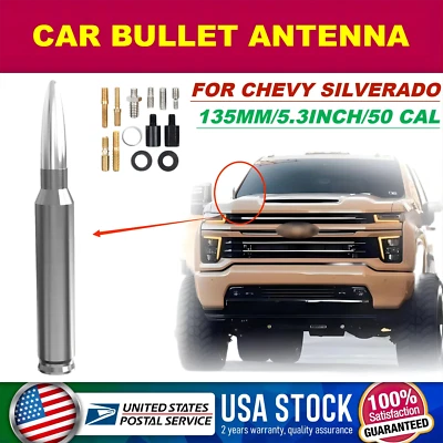 Cool Bullet Antenna 50 Cal Caliber for Chevrolet Silverado 1500 / 2500 / 2500 HD - Image 1 of 4
