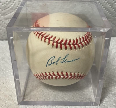 BOB LEMON SIGNED AUTOGRAPHED BASEBALL OFFICIAL AL RAWLINGS BALL YANKEES INDIANS - Image 1 of 4