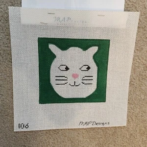 Map Designs 106 Cat Square Hand Painted Needlework Canvas - Picture 1 of 3