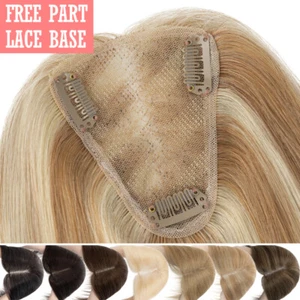 Free Part Clip in Remy Topper Human Hair Toupee Women Hairpiece Wiglet 8x10CM - Picture 1 of 32