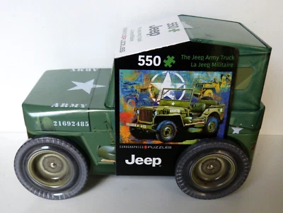 Eurographics Jeep Army Truck 550 Piece Jigsaw Puzzle in Jeep Tin Sealed - Image 1 of 4