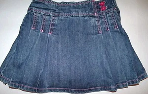 Gymboree Pleated Distressed Denim Jean Skort Pink Star Buttons Skirt 7 Lot G7 - Picture 1 of 5