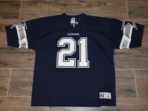 Deion Sanders Dallas Cowboys NFL Football Jersey Vintage Retro Logo 7 #21 L Rare Cover