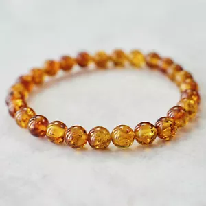 Cognac Baltic Amber Beaded Bracelet: Natural Beauty and Healing Power - Picture 1 of 10