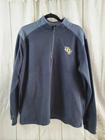NCAA UCF KNIGHTS PULLOVER FLEECE MENS LARGE BLACK GRAY 1/4 ZIP KNIGHTS APPAREL Cover