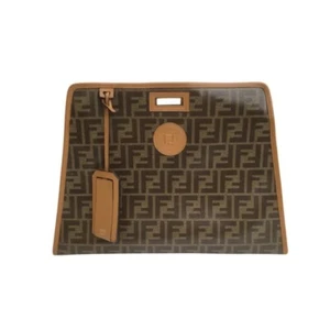 NWT FENDI AUTHENTIC Peekaboo Defender Zucca Coated Canvas Medium Brown - Picture 1 of 15
