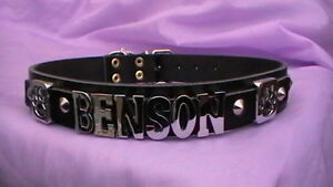 large high quality personalised dog collar real leather  any name or colour 