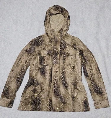 Ralph Lauren Mujer Chaqueta de Lluvia con Capucha Ligera Estampado de Serpiente Mediana Cremallera Completa Foto 1 de 4