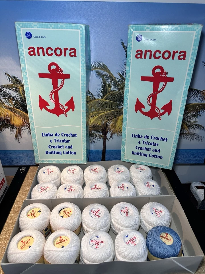 Ancora Coats Clark вязание крючком хлопковая нить лот из 2 коробок (всего 20 шт.) - Изображение 1 из 4