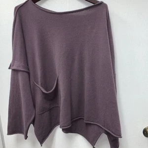 CAZ Women's Long Sleeve Asymmetric 100% Cashmere Comfy Lounging Sweater - Picture 1 of 10