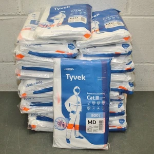 (25) Dupont Hooded Coveralls TJ198TWHMD0025PI, Size Medium, Made With Tyvek 800 - Picture 1 of 5