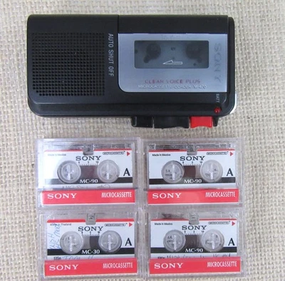 SONY M-470 Handheld Microcassette Recorder + 4 Tapes                          B1 - Image 1 of 4