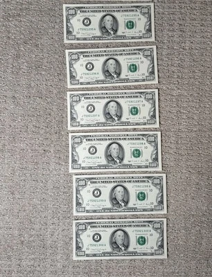 Series 1990 US One Hundred Dollar Bill $100 Kansas City In Sequence Small Face - Image 1 of 2