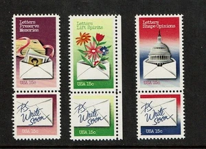 1980 U.S. 15c NATIONAL LETTERWRITING Se-Tenant Pairs Sc#1805-10 M/NH/OG GEM - Picture 1 of 1