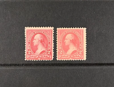 USA Scott # 265-266 F-VF OG Hinged 2c Washington 19th Century Stamps Cat $75 - Image 1 of 2