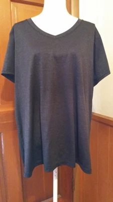 Xersions Activewear Talla 3X Top Negro Manga Corta Cuello en V 29" Largo Xerg Foto 1 de 4